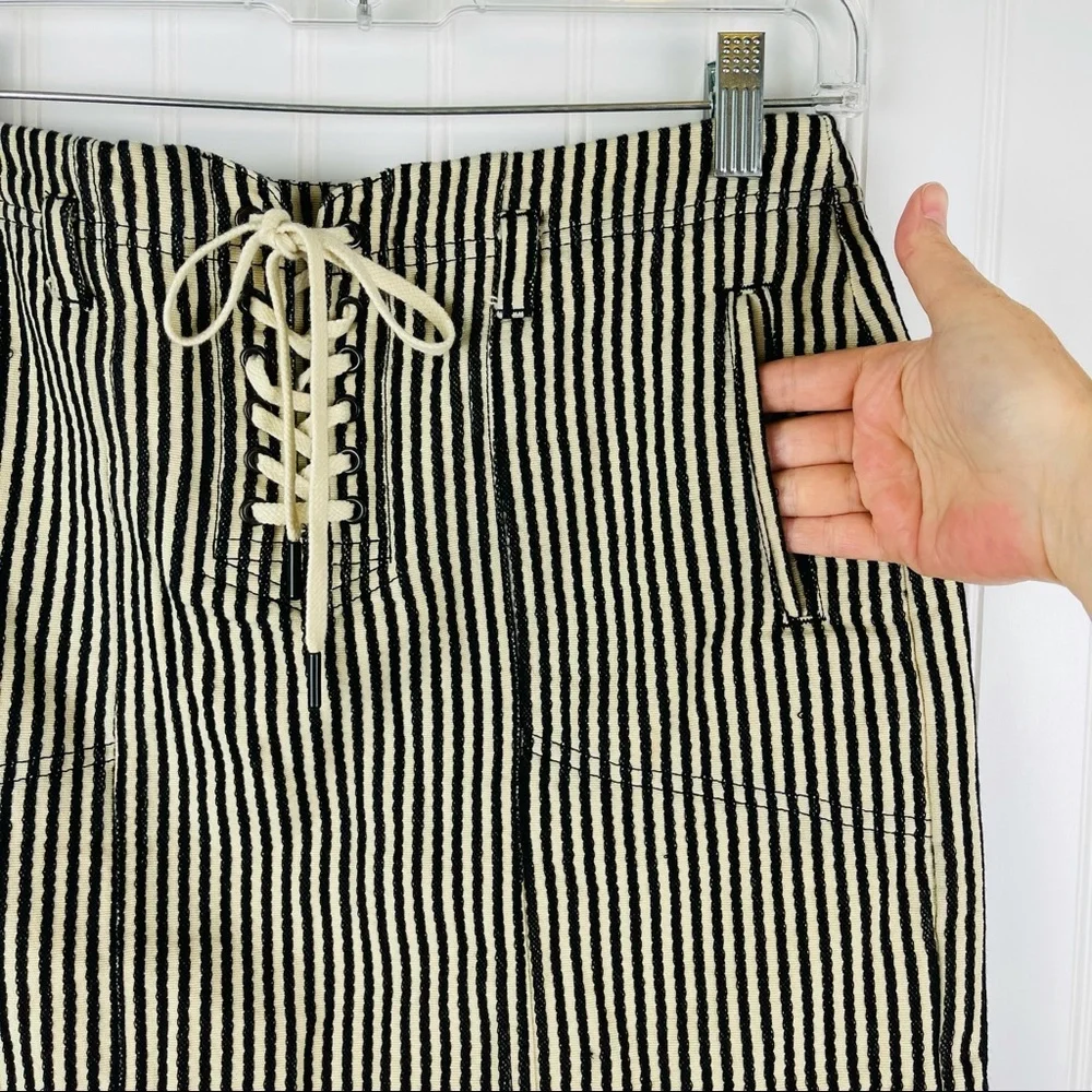 Madewell Ticking Striped Lace Up Baseball Skirt Size 4